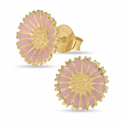 12 mm prästkrage rosa örhängestift i förgyllt silver - Marie
