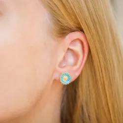 12 mm prästkrage blå örhängestift i förgyllt silver - Marie