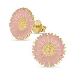 14 mm prästkrage rosa örhängestift i förgyllt silver - Marie