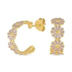 prästkrage lila örhängestift i förgyllt silver - Maggie