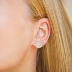 11,5 mm prästkrage lila örhängestift i förgyllt silver - Marie