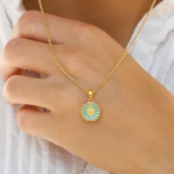 11,5 mm prästkrage blå hängen i förgyllt silver - Marie