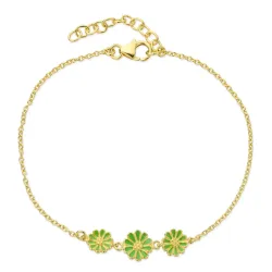 prästkrage ljusgrön armband i förgyllt silver - Maggie