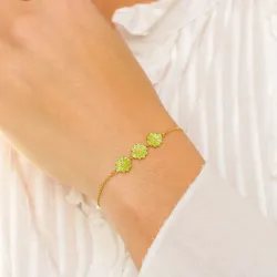 prästkrage ljusgrön armband i förgyllt silver - Maggie