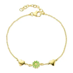 hjärta prästkrage ljusgrön armband i förgyllt silver - Maggie