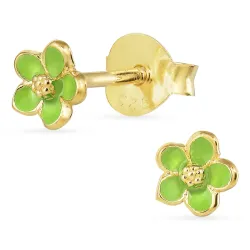 4,5 mm prästkrage ljusgrön örhängestift i förgyllt silver - Majse