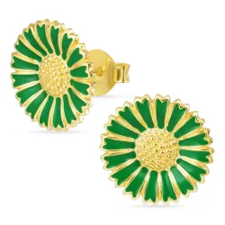 14,5 mm prästkrage mörkgröna örhängen i förgyllt silver - Marie