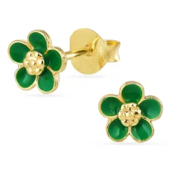 6 mm prästkrage mörkgröna örhängen i förgyllt silver - Majse