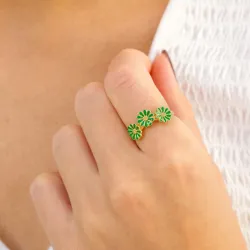 prästkrage mörkgrön ring i förgyllt silver - Matilda