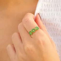 prästkrage mörkgrön ring i förgyllt silver - Maggie