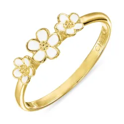 prästkrage vit ring i förgyllt silver - Majse