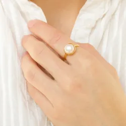 pärla ring i förgyllt silver