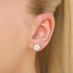 8,5 mm prästkrage zirkon örhängestift i förgyllt silver - Majse