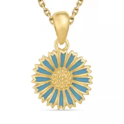 prästkrage blå halsband i förgyllt silver med hängen i förgyllt silver - Marie