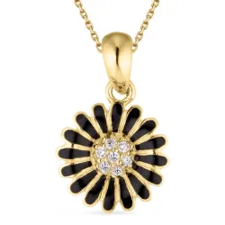 11 mm prästkrage zirkon hängen med halskedja i förgyllt silver - Matilda