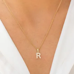 bokstav r hängen i 8 karat guld - My Letter