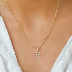 bokstav r hängen i 8 karat guld - My Letter