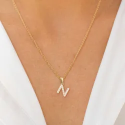 bokstav n hängen i 8 karat guld - My Letter