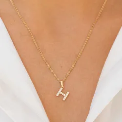 bokstav h hängen i 8 karat guld - My Letter