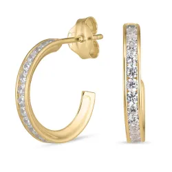 13 mm halvcreol i 8 karat guld med zirkon - Gold Collection