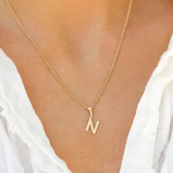 bokstav n hängen i 8 karat guld - My Letter