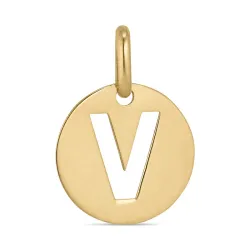 bokstav v hängen i 8 karat guld