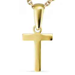 bokstav t halsband i förgyllt silver med hängen i 8 karat guld - My Letter