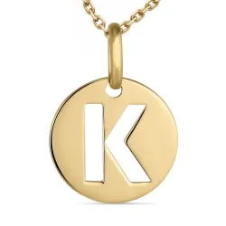 bokstav k halsband i förgyllt silver med hängen i 8 karat guld - My Letter