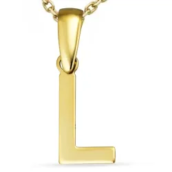 bokstav l halsband i förgyllt silver med hängen i 8 karat guld - My Letter