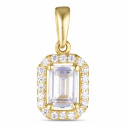 fyrkantigt zirkon hängen i 9 karat guld - Gold Collection