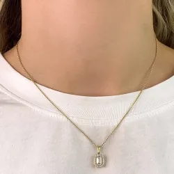 fyrkantigt zirkon hängen i 9 karat guld - Gold Collection