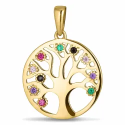 16 mm livets träd zirkon hängen i 8 karat guld - Gold Collection