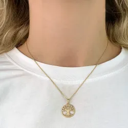 17 mm livets träd zirkon hängen i 8 karat guld - Gold Collection