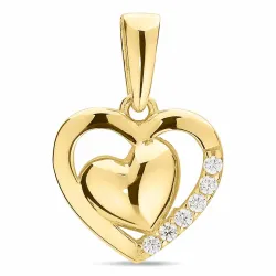 hjärta zirkon hängen i 8 karat guld - Gold Collection