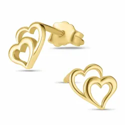 hjärta örhängestift i 8 karat guld - Gold Collection