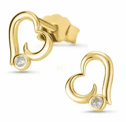 hjärta örhängestift i 8 karat guld med zirkon - Gold Collection