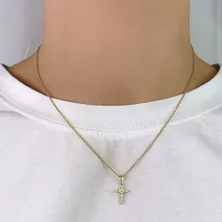 kors zirkon hängen i 8 karat guld