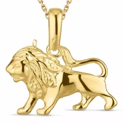 stjärnteck lejonet halsband i förgyllt silver med hängen i 8 karat guld - Gold Collection