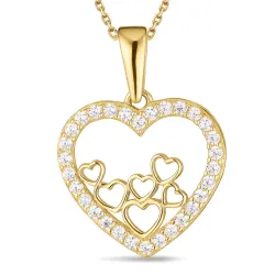 hjärta halsband i förgyllt silver med hängen i 8 karat guld - Gold Collection