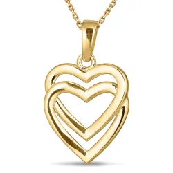 hjärta halsband i förgyllt silver med hängen i 8 karat guld - Gold Collection