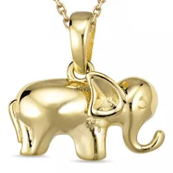 elefant halsband i förgyllt silver med hängen i 8 karat guld - Gold Collection