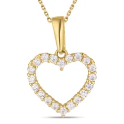 hjärta halsband i förgyllt silver med hängen i 8 karat guld - Gold Collection