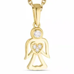 ängel zirkon halsband i förgyllt silver med hängen i 8 karat guld - Gold Collection