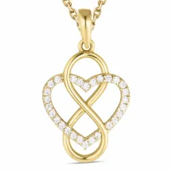 hjärta infinity zirkon halsband i förgyllt silver med hängen i 8 karat guld - Gold Collection