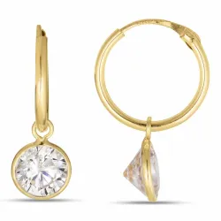 12 mm creol i 9 karat guld med zirkon - Gold Collection