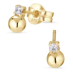 kula örhängestift i 9 karat guld med zirkon - Gold Collection