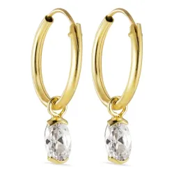 12 mm creol i 9 karat guld med zirkon - Gold Collection