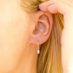 12 mm creol i 9 karat guld med zirkon - Gold Collection