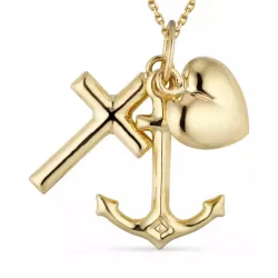 tro-hopp-kärlek halsband i förgyllt silver med hängen i 9 karat guld - Amoré