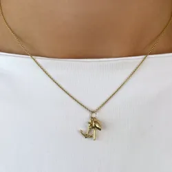 tro-hopp-kärlek halsband i förgyllt silver med hängen i 9 karat guld - Amoré